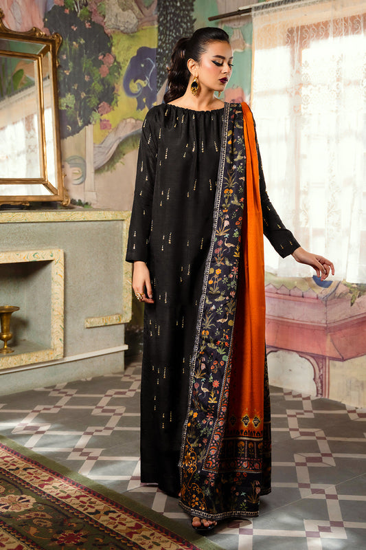 Saira Rizwan | Dahini Silk Pret | ESMA - SRLP02-25 XS Black Raw Silk