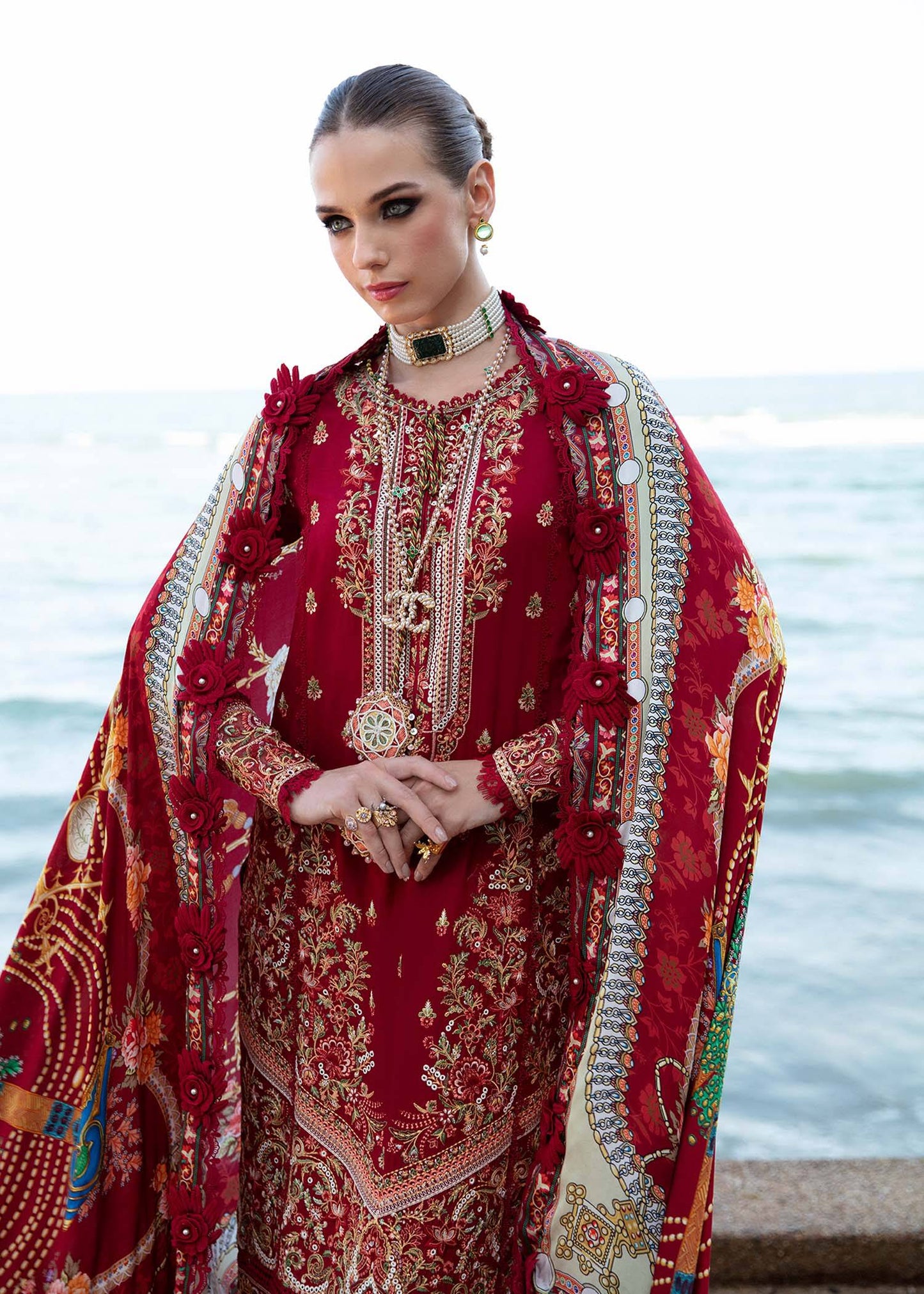 Kanwal Malik | Sareen Luxury Lawn 24 | Rose - Pakistani Designer Dress - by Kanwal Malik | Type: Luxury - 100% Original at Saira Sultan