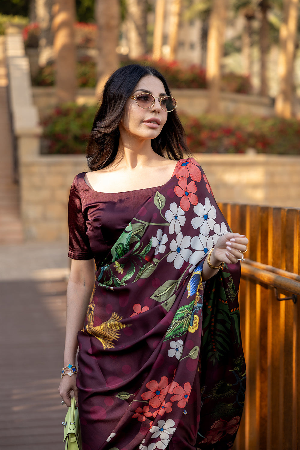 Saira Rizwan | Resort Collection 25 | ARICA-SRRC07-25 XL Burgundy Charmeuse Silk