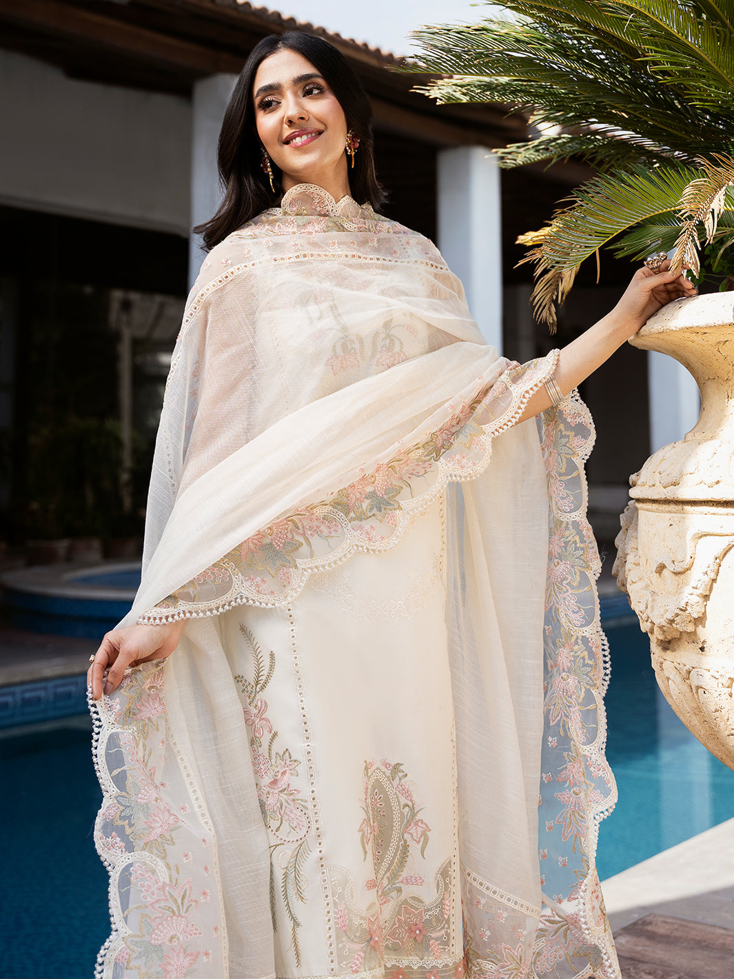 Izel | Mahveen Festive Lawn 25 | KUBRA L Off White Lawn
