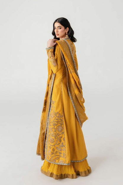 Fahad Hussayn | Jalsa Ghar | Kunj buta M Mustard Yellow Lawn