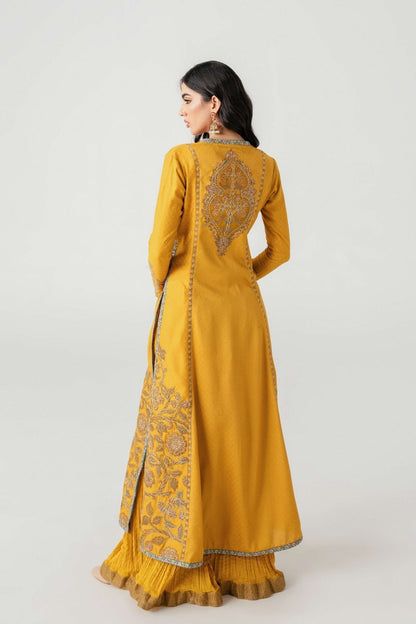 Fahad Hussayn | Jalsa Ghar | Kunj buta S Mustard Yellow Lawn