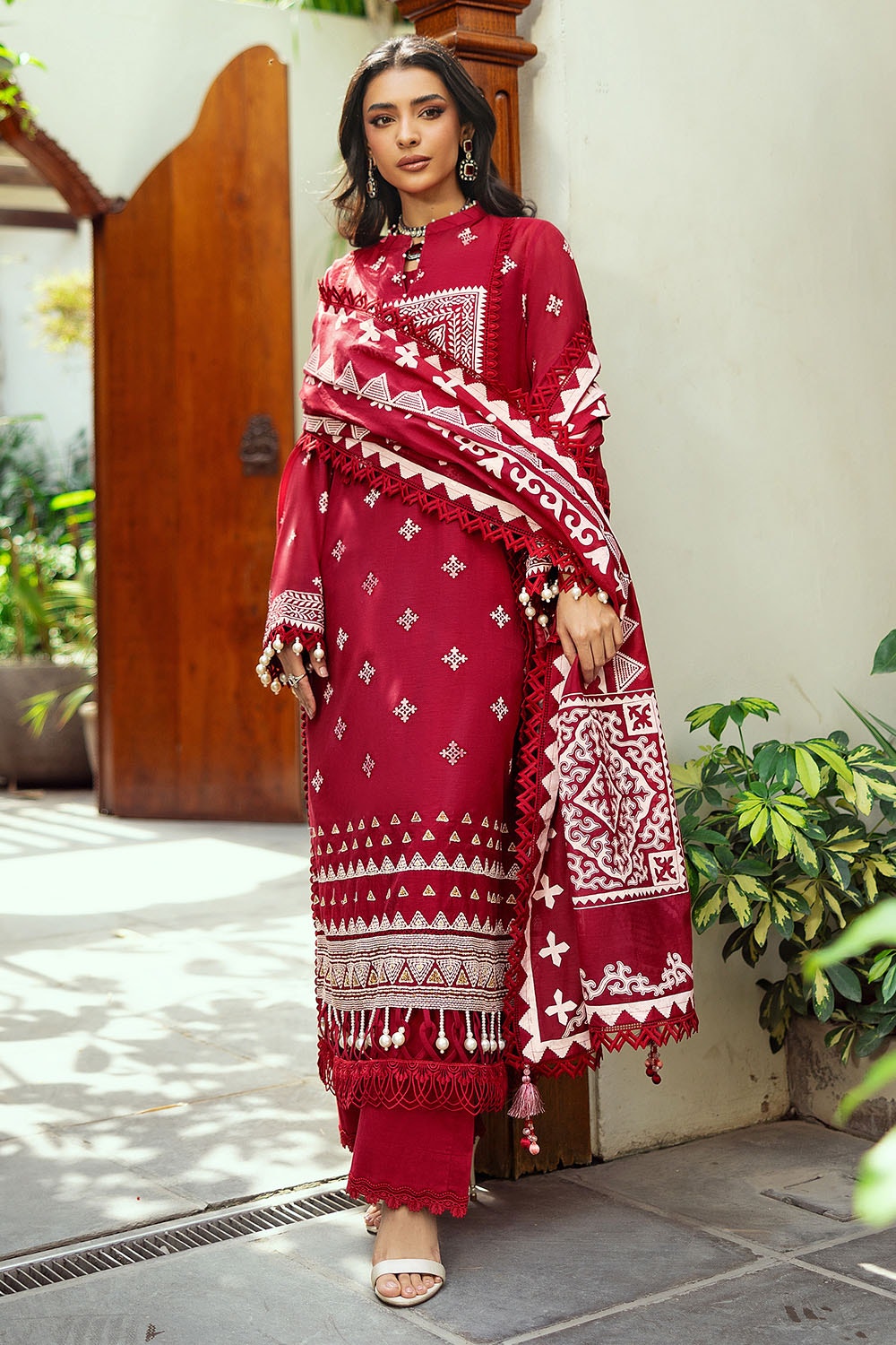 Gul Ahmed | Festive Capsule 25 | SP-52013 L Haute Red Lawn