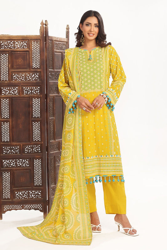 Gul Ahmed | Chunri Lawn 25 | CL-52138 A XS Lime Lawn