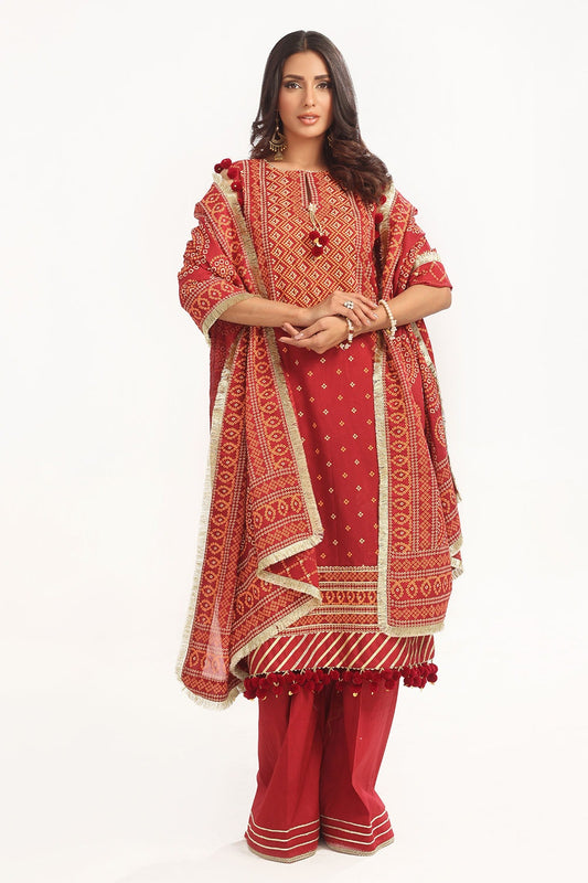 Gul Ahmed | Chunri Lawn 25 | CL-52138 B XS Rust Lawn
