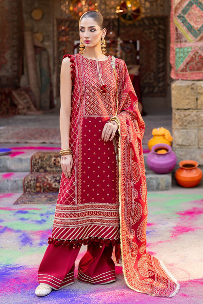 Gul Ahmed | Chunri Lawn 25 | CL-52138 B L Rust Lawn