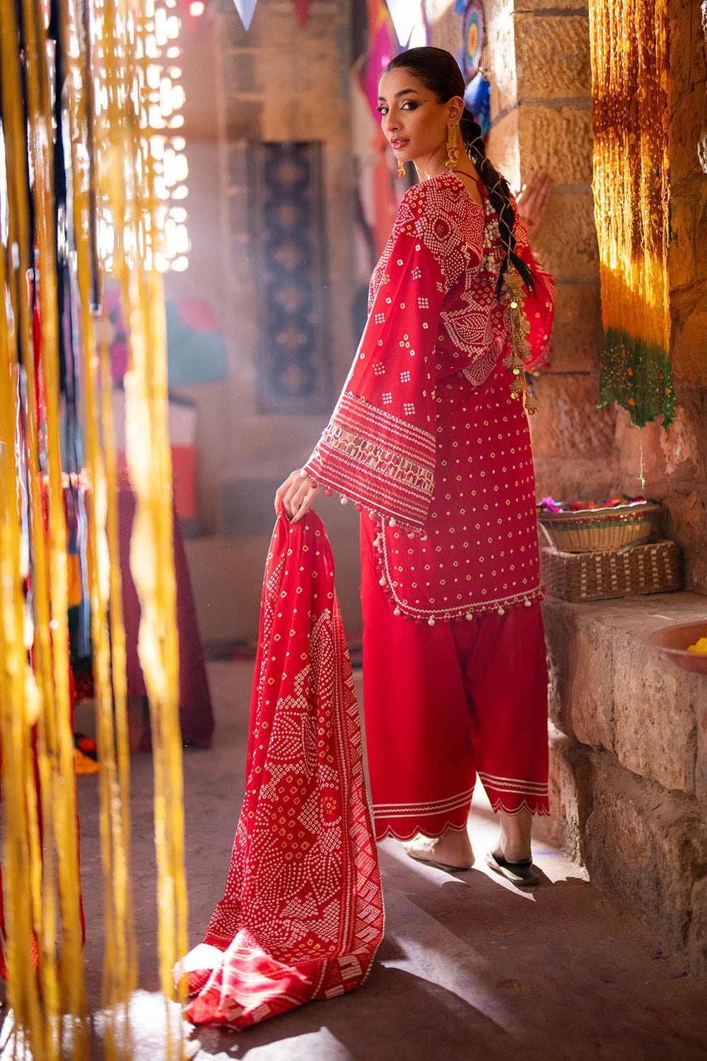 Gul Ahmed | Chunri Lawn 25 | CL-52176 A S Red Lawn