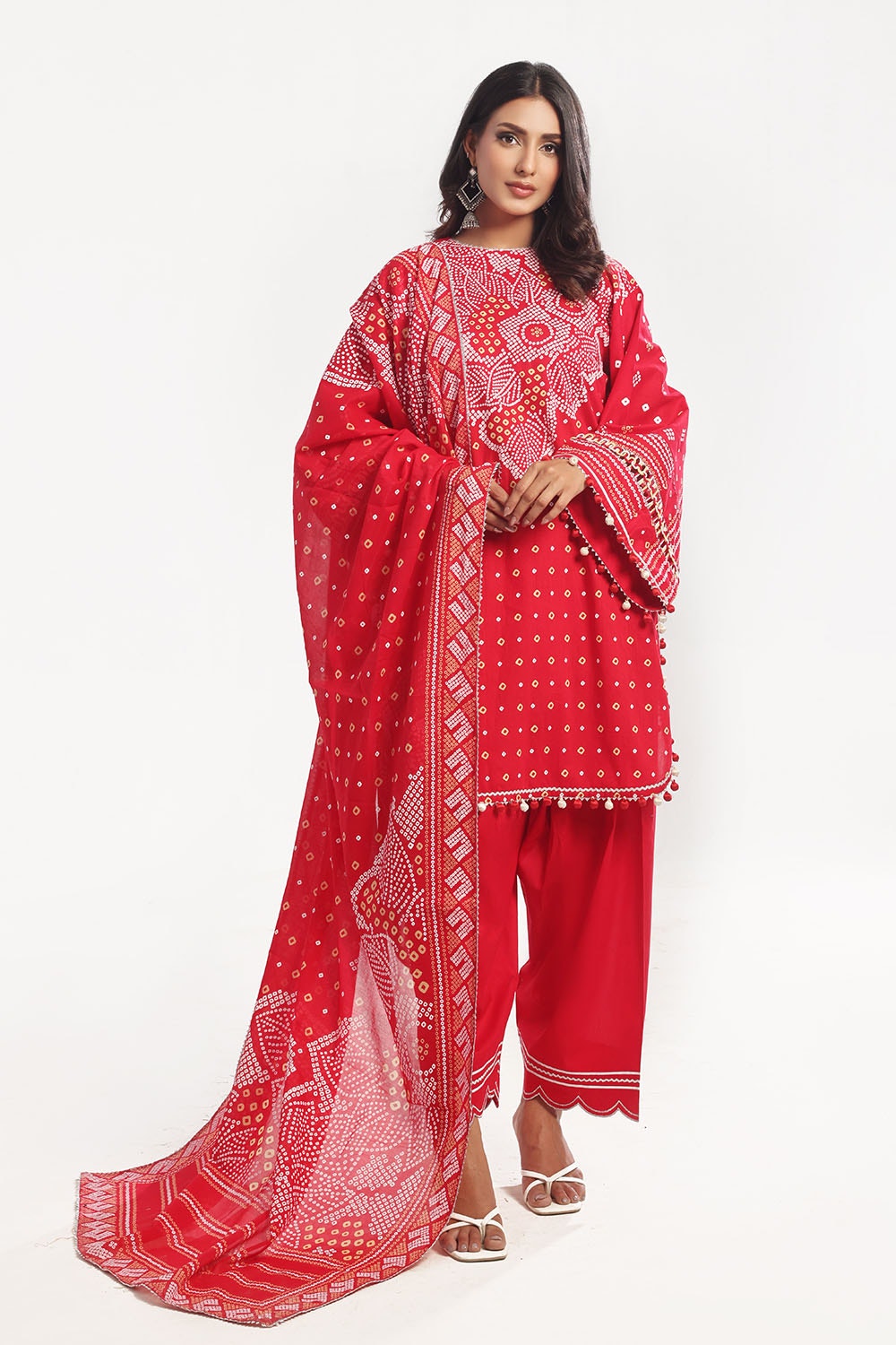 Gul Ahmed | Chunri Lawn 25 | CL-52176 A XS Red Lawn