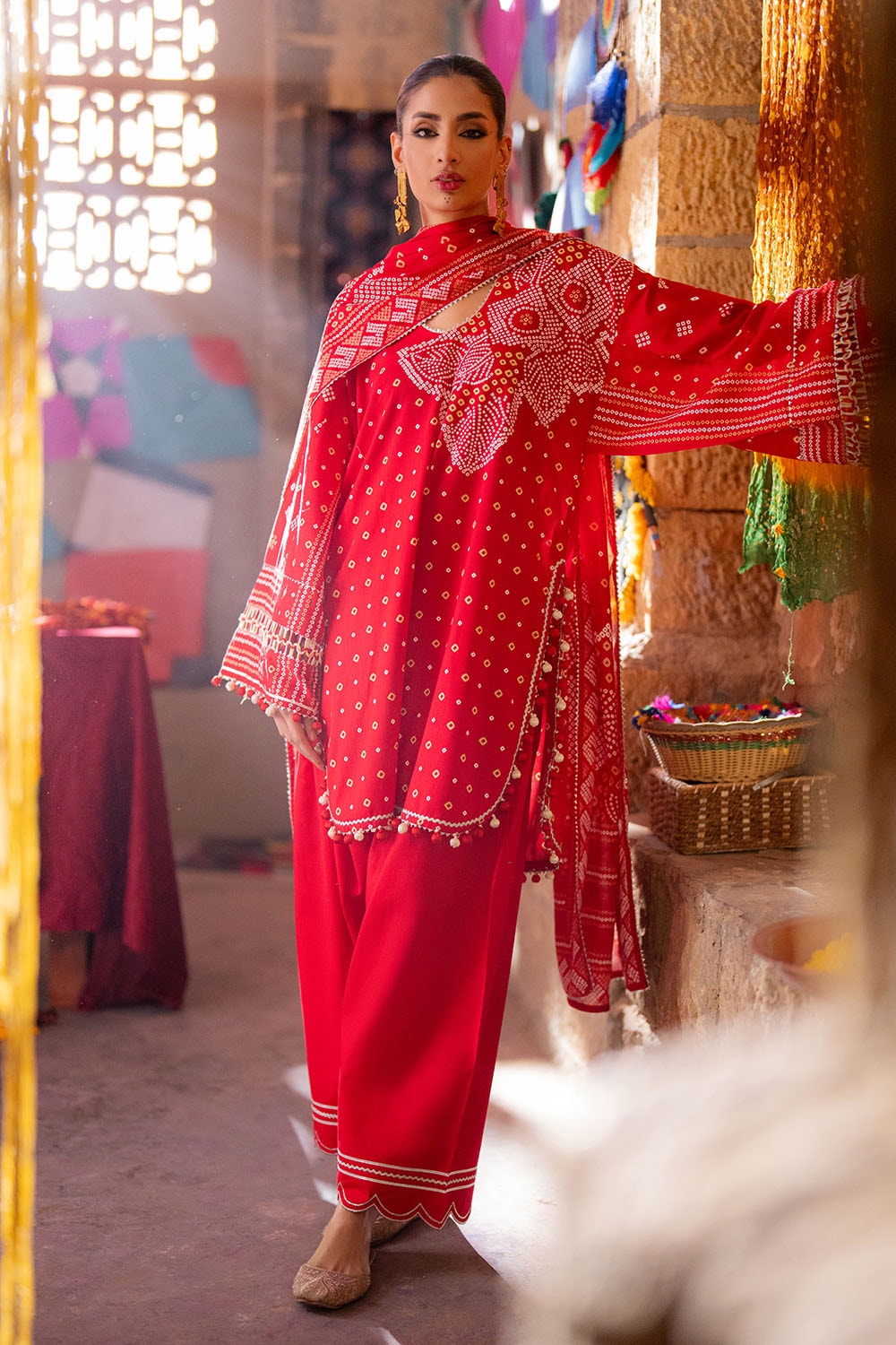 Gul Ahmed | Chunri Lawn 25 | CL-52176 A L Red Lawn