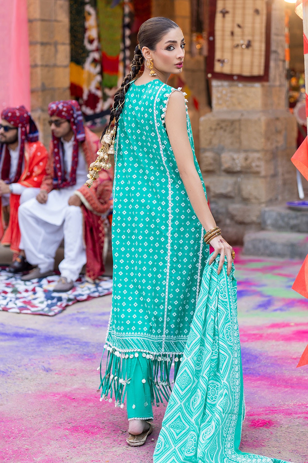 Gul Ahmed | Chunri Lawn 25 | CL-52178 A S Sea Green Lawn
