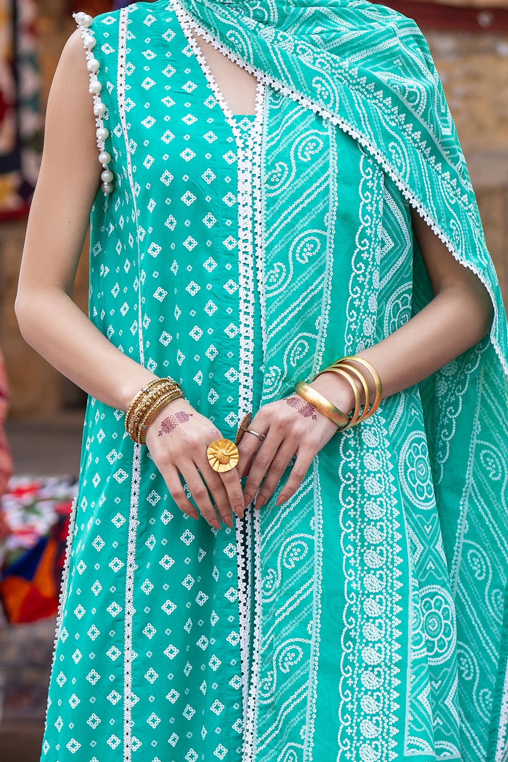 Gul Ahmed | Chunri Lawn 25 | CL-52178 A M Sea Green Lawn