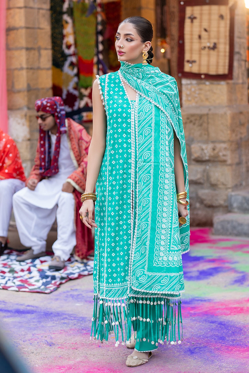Gul Ahmed | Chunri Lawn 25 | CL-52178 A L Sea Green Lawn