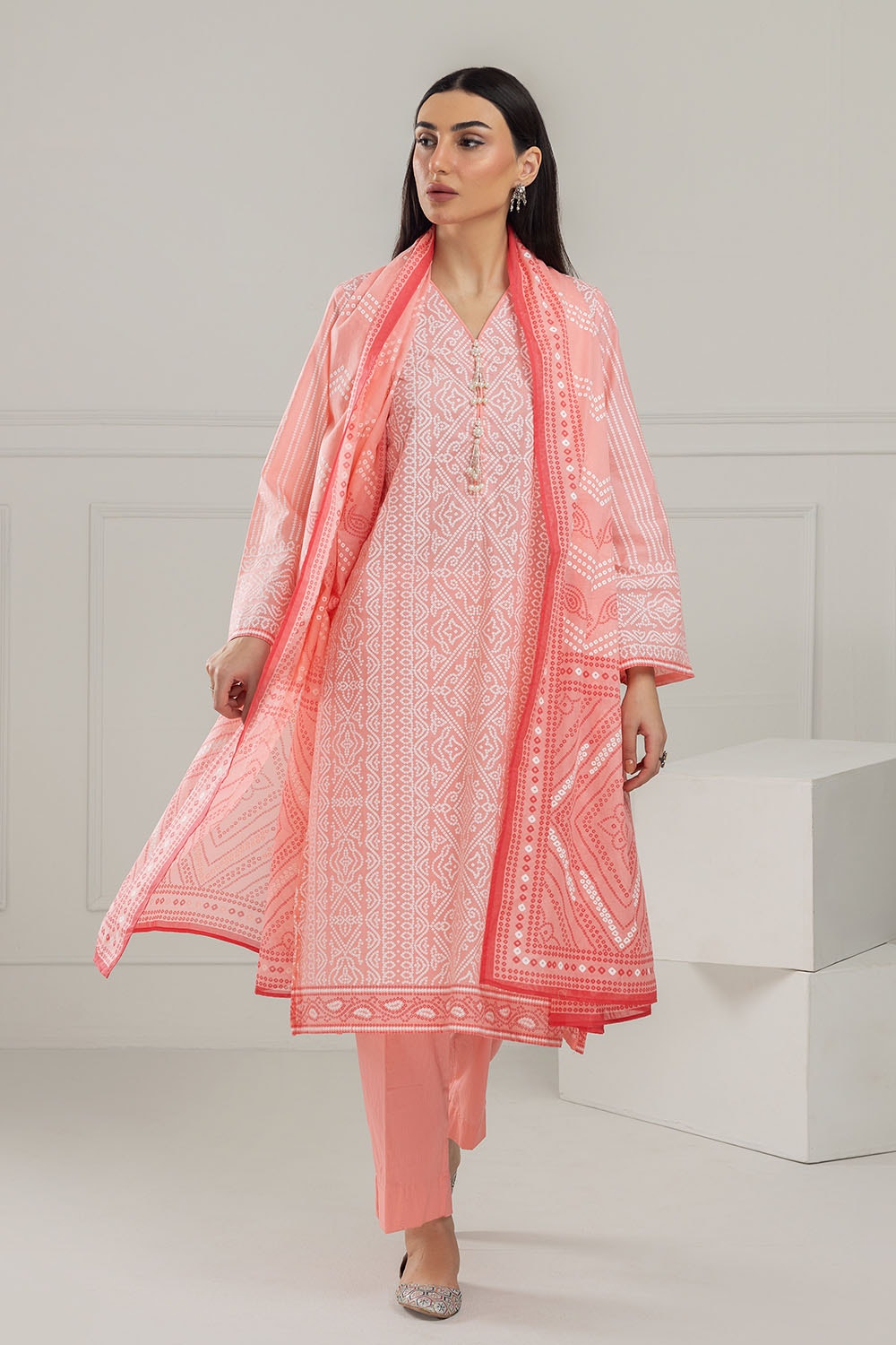 Gul Ahmed | Chunri Lawn 25 | CL-52179 A XS Pink Lawn