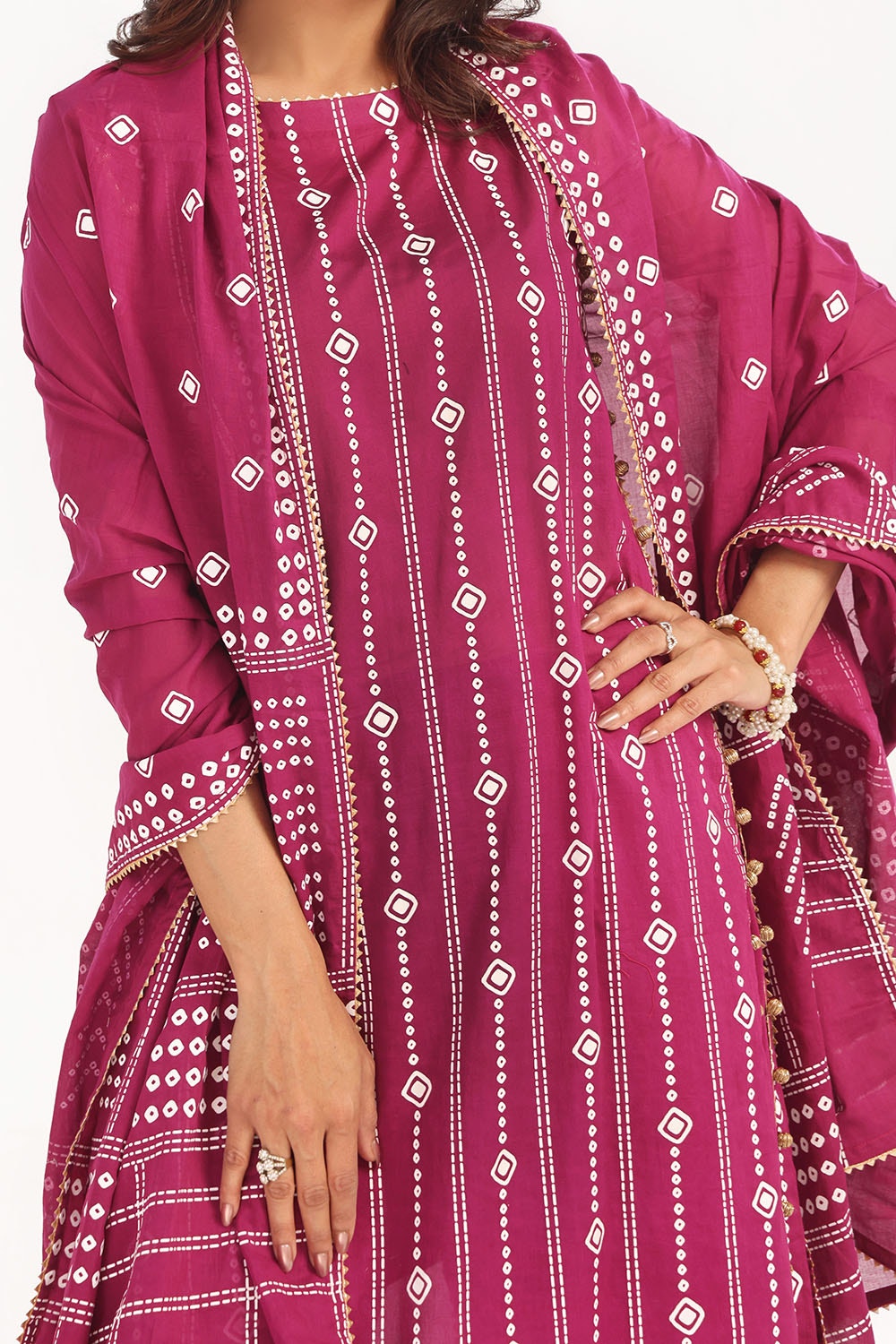 Gul Ahmed | Chunri Lawn 25 | CL-52185 A M Magenta Lawn