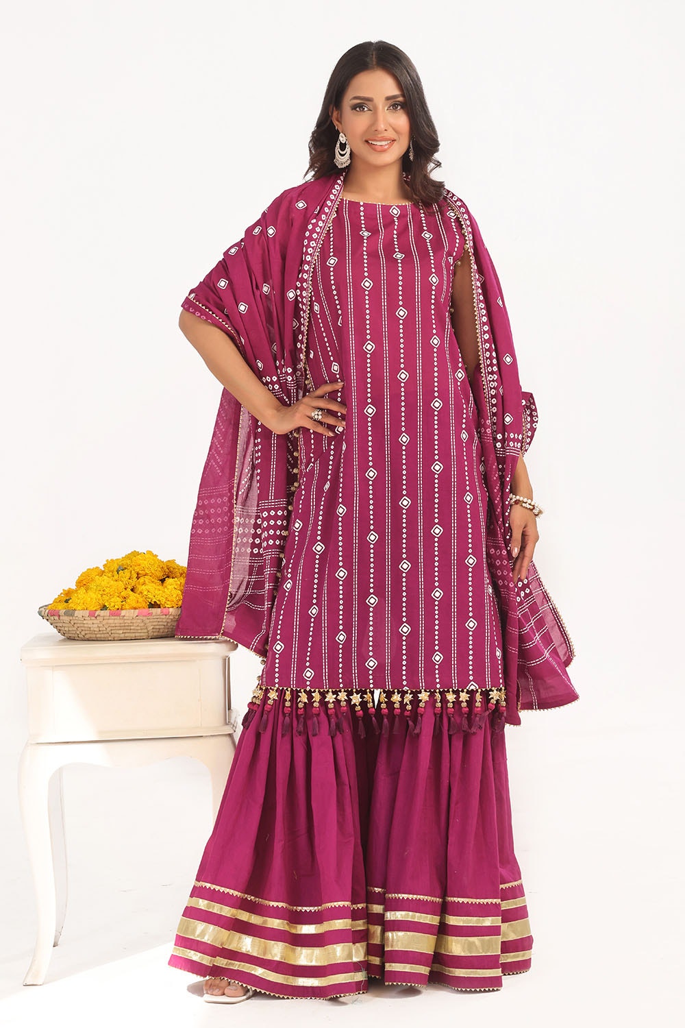 Gul Ahmed | Chunri Lawn 25 | CL-52185 A XS Magenta Lawn