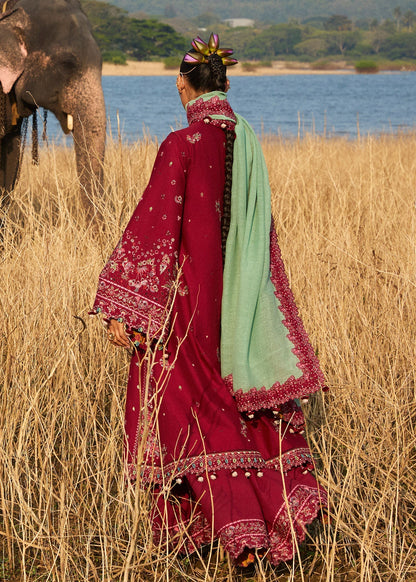 Hussain Rehar | Luxury Lawn 25 | Mahogany S Maroon Lawn