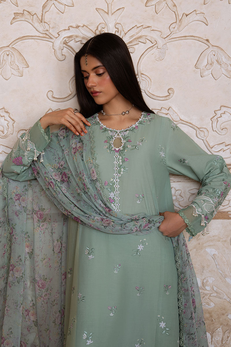 Cross Stitch | Eid Lawn Edit 25 | SAGE GRACE L Sage Green Lawn