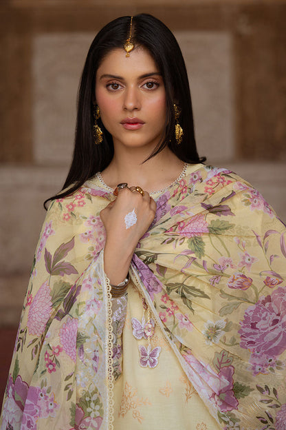 Cross Stitch | Eid Lawn Edit 25 | RADIANT MUSE M Pale Yellow Jacquard
