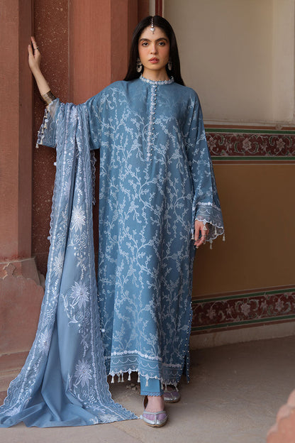 Cross Stitch | Eid Lawn Edit 25 | SILVER MIST XS Blue Gray Jacquard