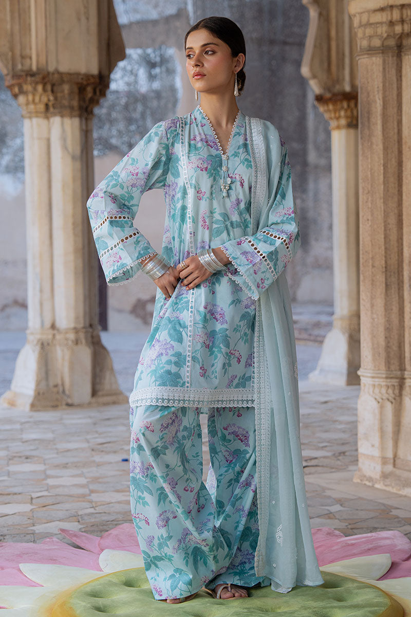 Cross Stitch | Eid Lawn Edit 25 | MINT GLAMOUR L Ice Blue Lawn