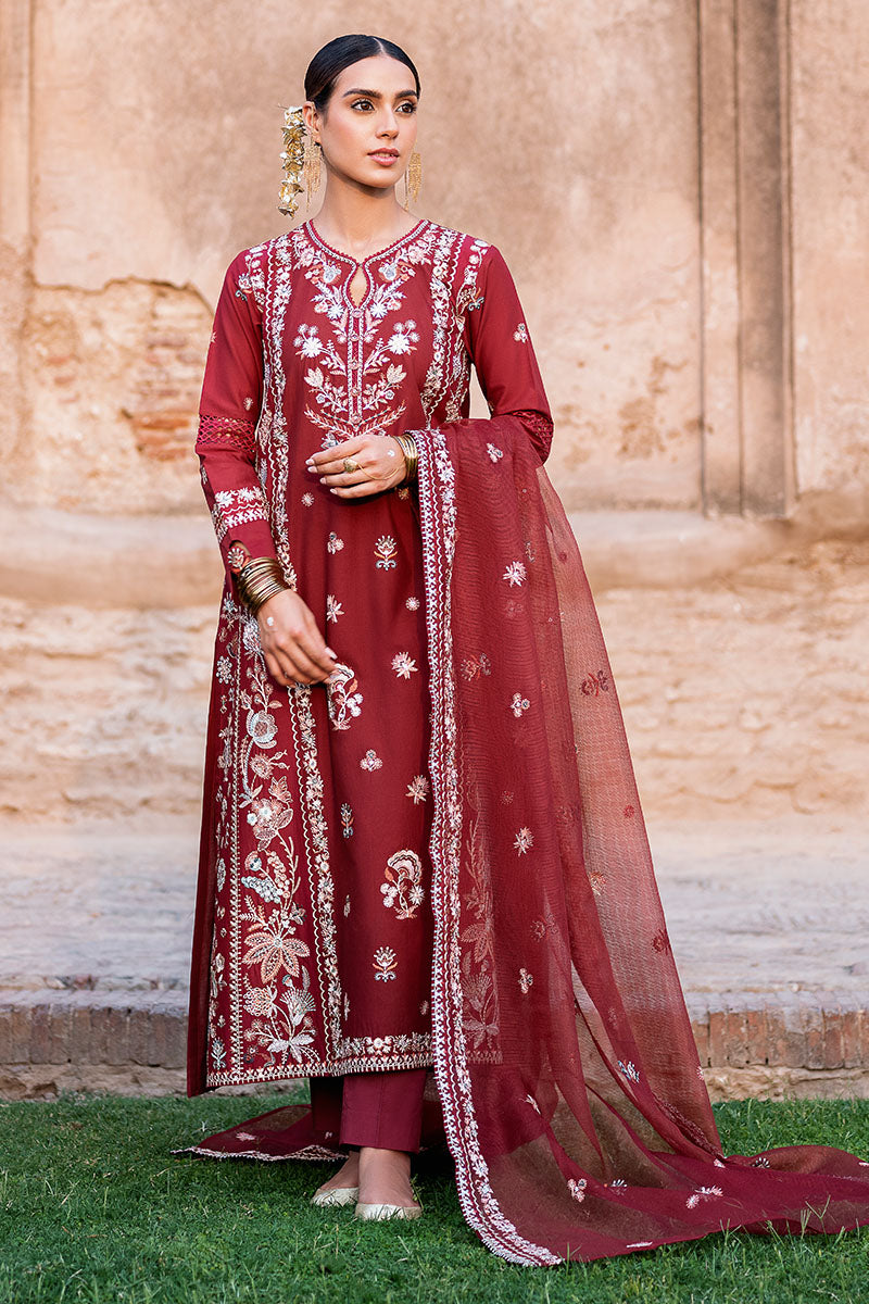 Cross Stitch | Eid Lawn Edit 25 | ROUGE ZEST XS Red Lawn