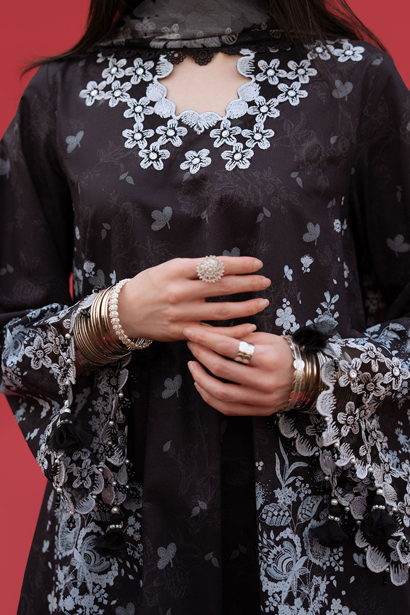Cross Stitch | Eid Lawn Edit 25 | RAVEN WHISPER M Black Lawn