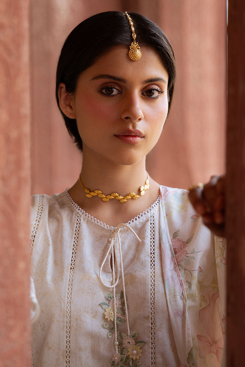 Cross Stitch | Eid Lawn Edit 25 | FLORAL GARLAND M Off White Lawn
