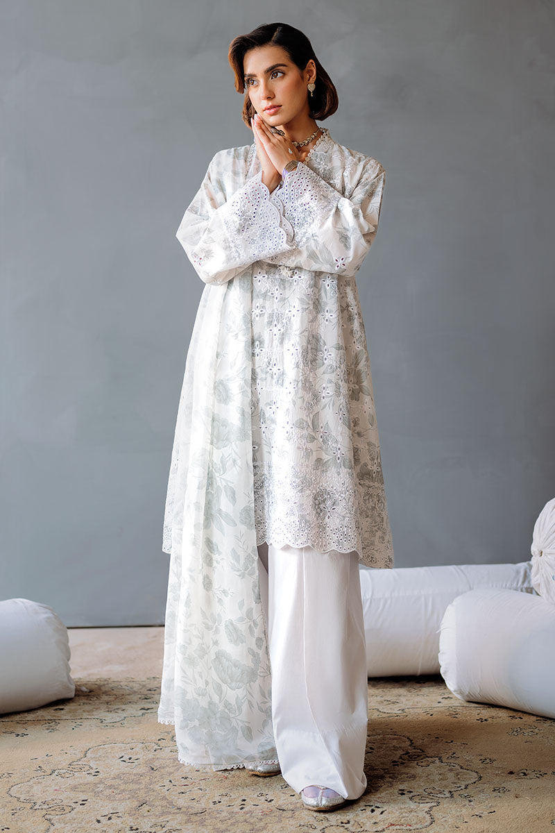 Cross Stitch | Eid Lawn Edit 25 | MESH BLOOM XS White Lawn