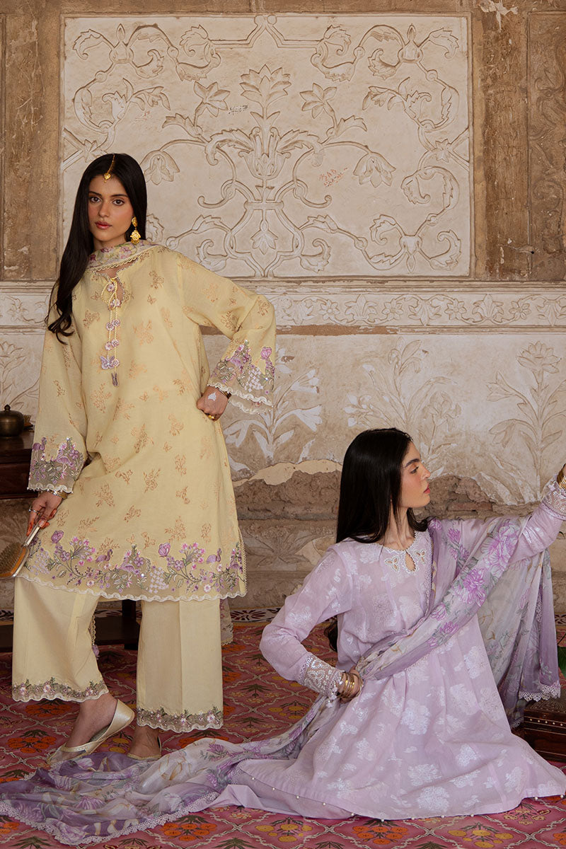 Cross Stitch | Eid Lawn Edit 25 | RADIANT MUSE XL Pale Yellow Jacquard