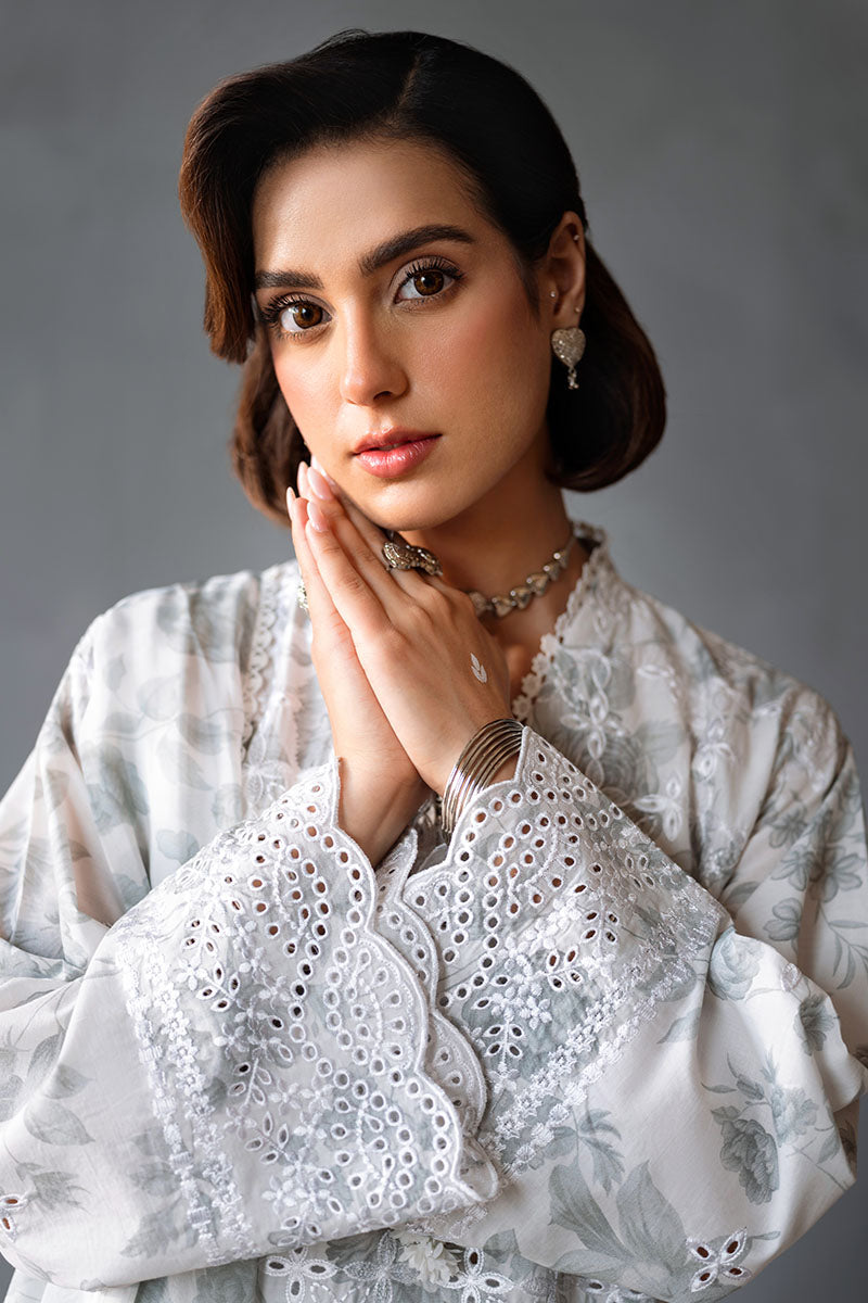 Cross Stitch | Eid Lawn Edit 25 | MESH BLOOM M White Lawn