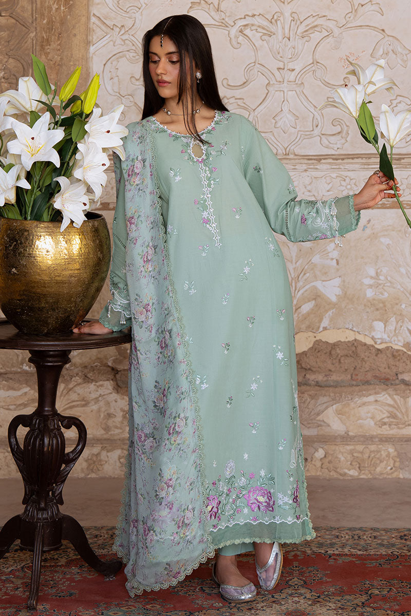 Cross Stitch | Eid Lawn Edit 25 | SAGE GRACE XL Sage Green Lawn