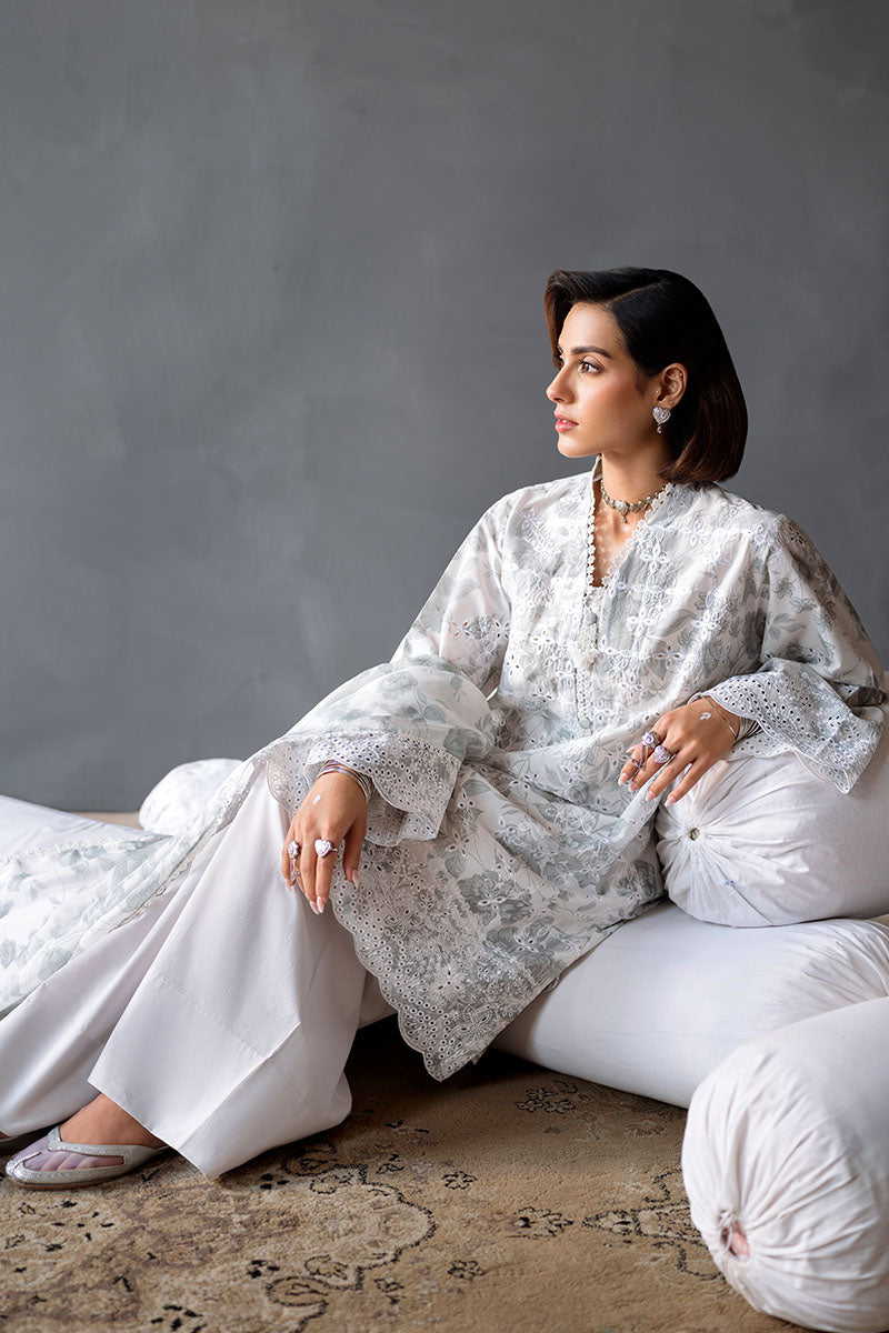 Cross Stitch | Eid Lawn Edit 25 | MESH BLOOM XL White Lawn