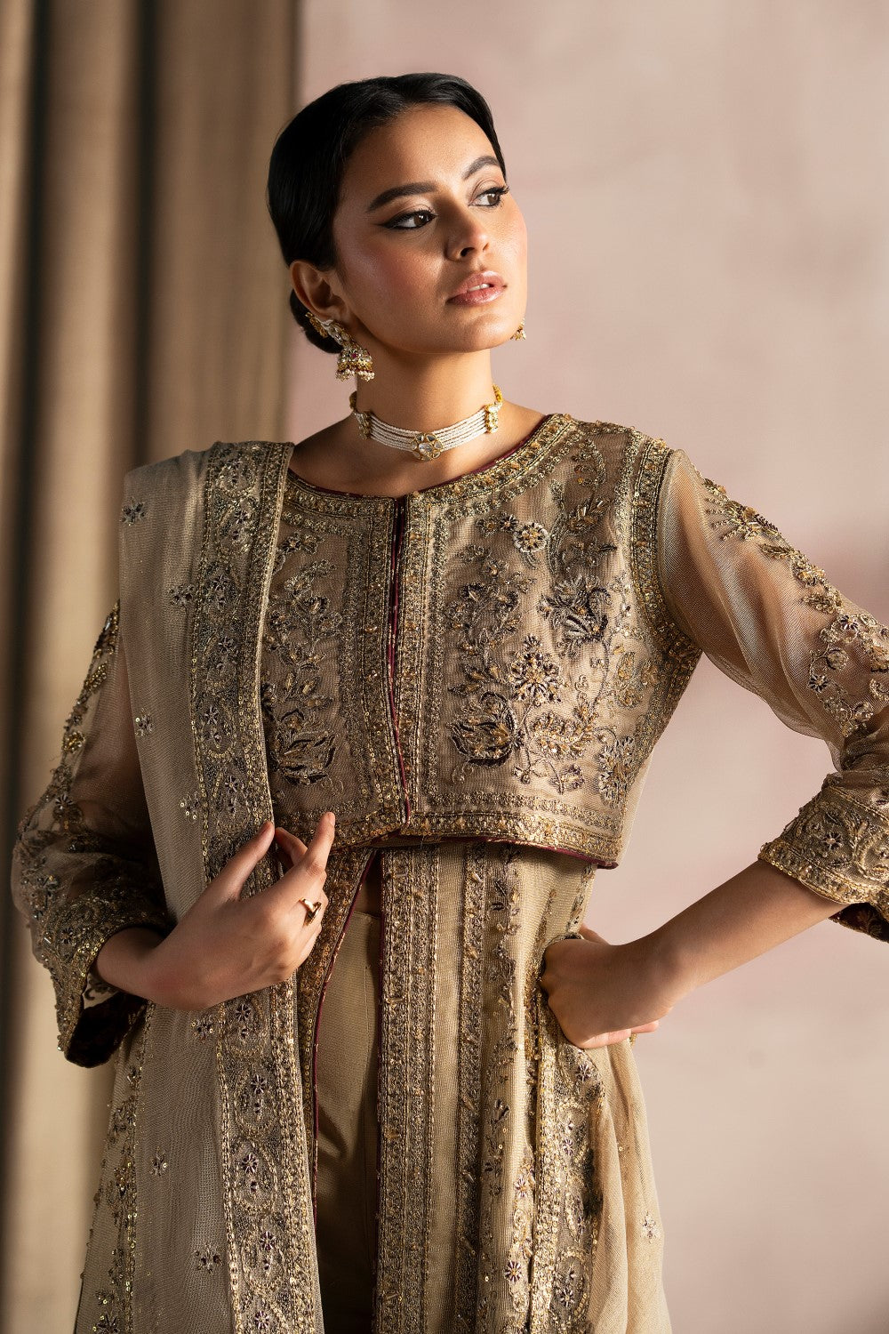 Maryum N Maria | Luna Formals | LIARA L Sand Zari Net