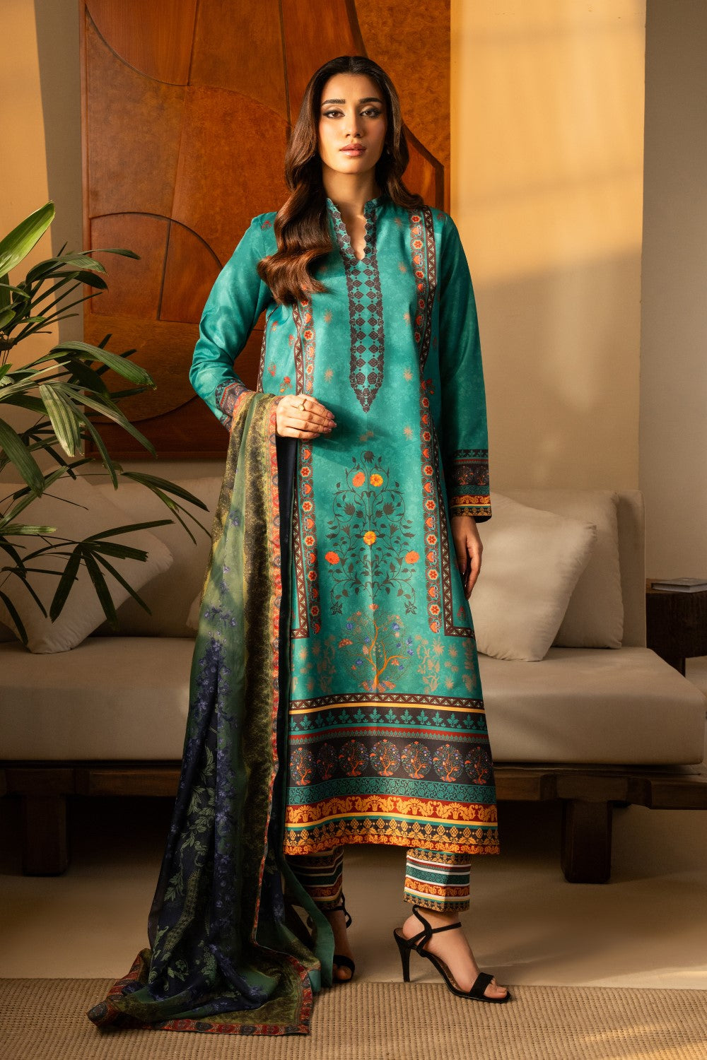 Maryum N Maria | Nazm Collection | LIYANA - MS50469 XS Green Blue Silk