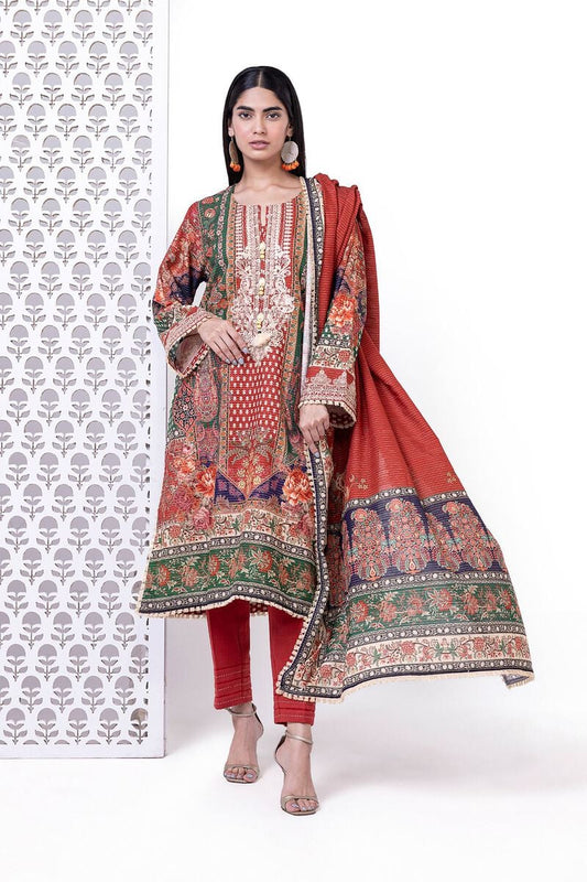 Khaadi | My Winter Mood | LKM02 XS Deep Red Khaddar Messuri