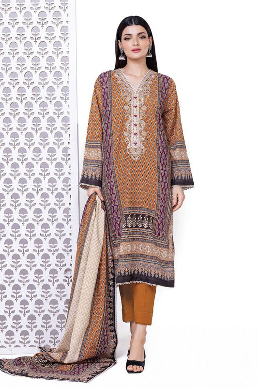 Khaadi | My Winter Mood | LKN05 XS Mustard Brown Light Khaddar