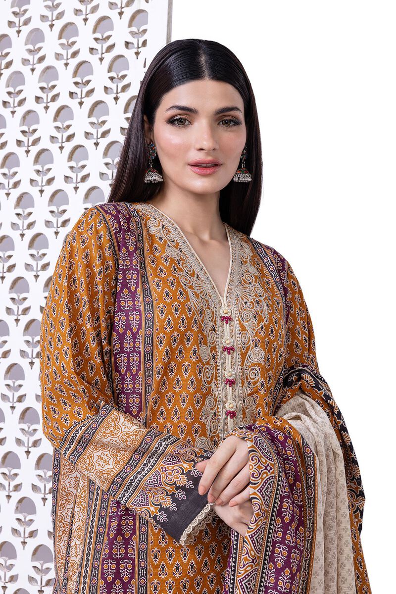 Khaadi | My Winter Mood | LKN05 L Mustard Brown Light Khaddar