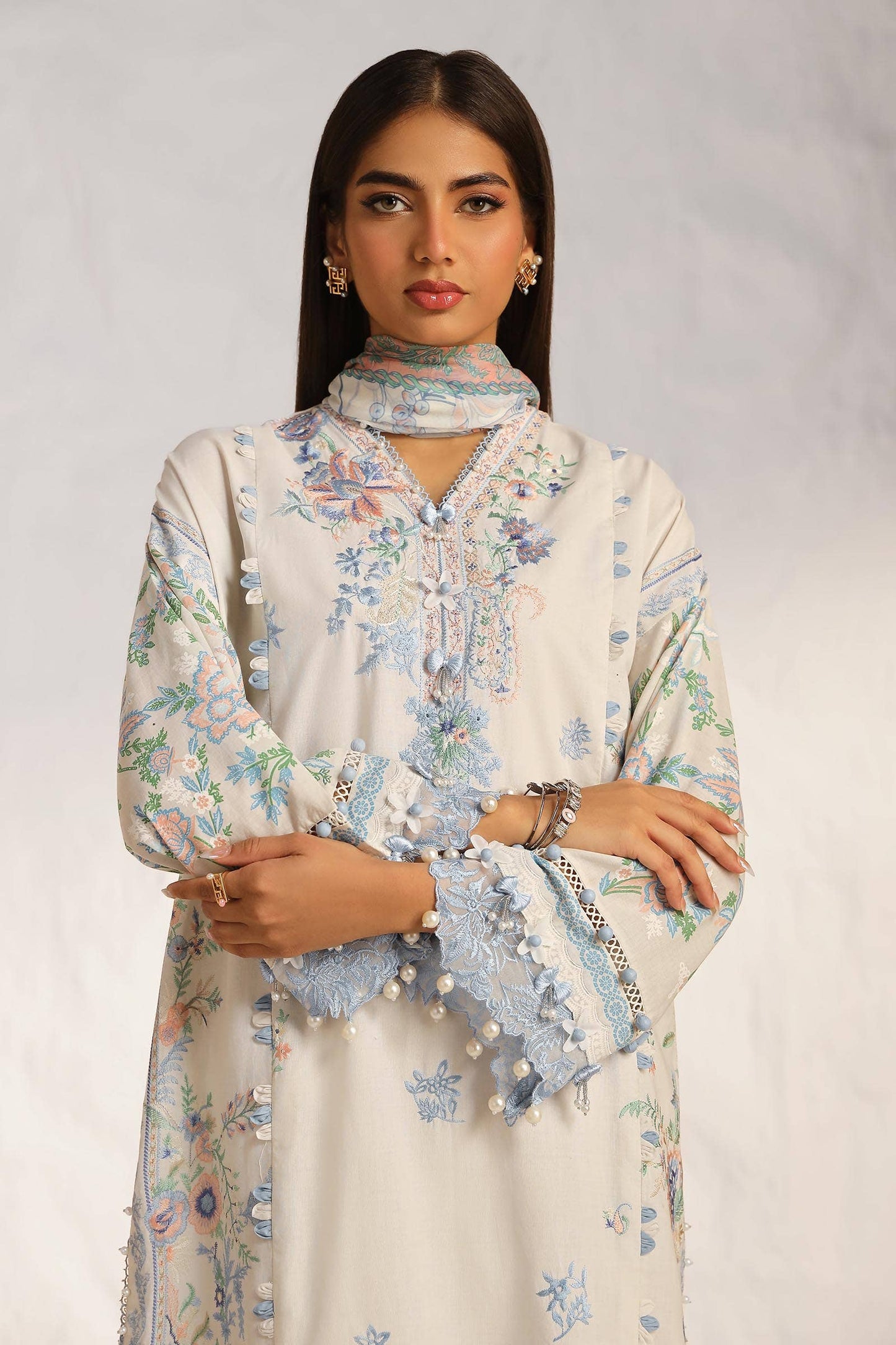 Sana Safinaz | Muzlin Summer 24 | 019A-CJ - Pakistani Designer Dress - by Sana Safinaz | Type: Luxury - 100% Original at Saira Sultan