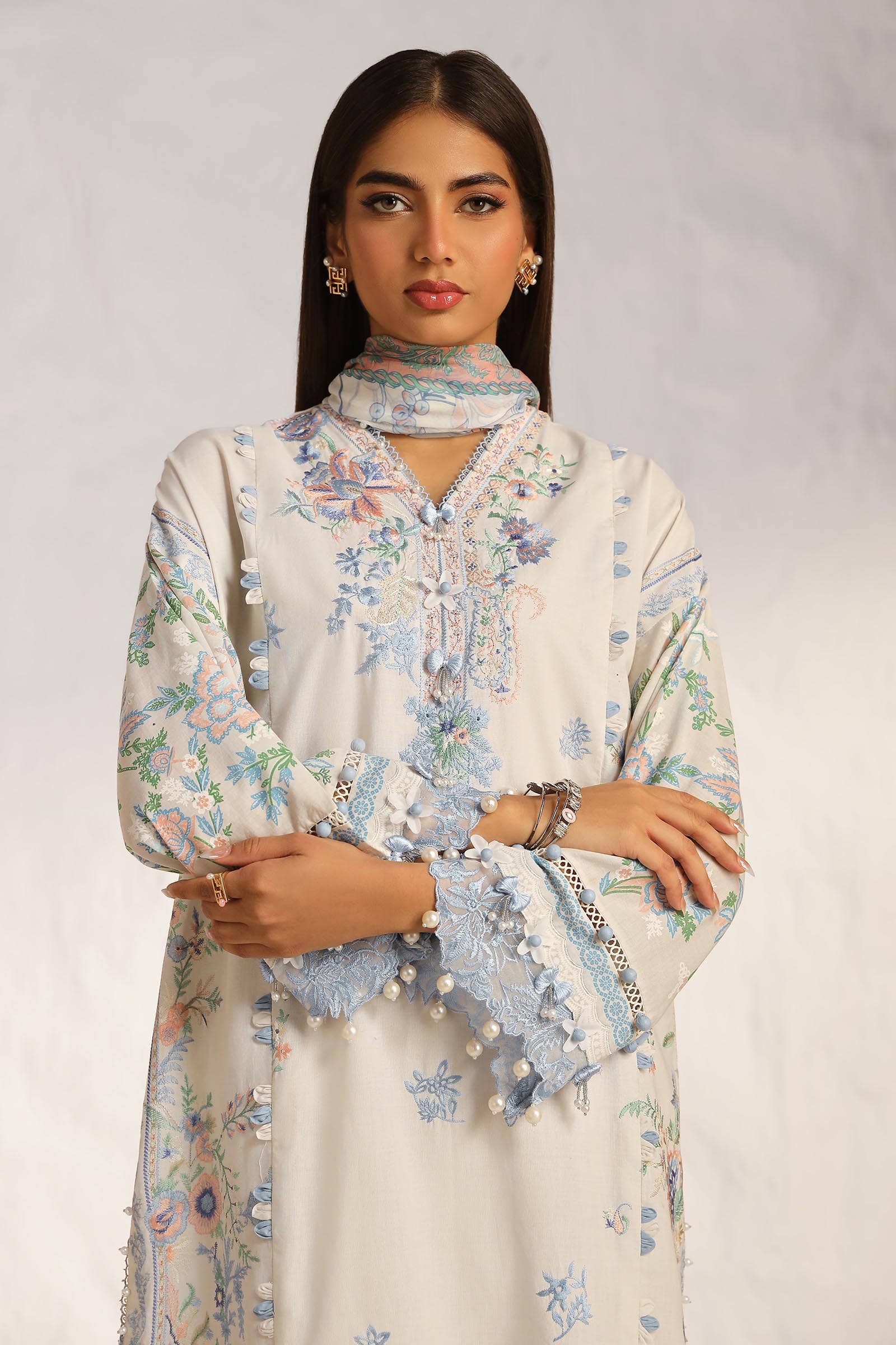 Sana Safinaz | Muzlin Summer 24 | 019A-CJ - Pakistani Designer Dress - by Sana Safinaz | Type: Luxury - 100% Original at Saira Sultan