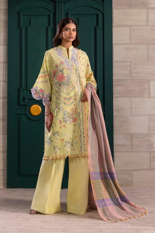 Sana Safinaz | Muzlin Spring 25 | M251-001B-3DG XS Lime Yellow Lawn