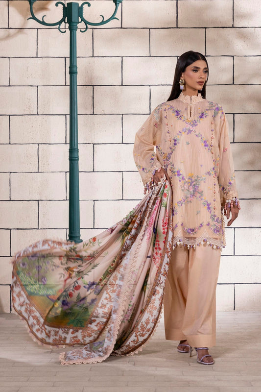 Sana Safinaz | Muzlin Spring 25 | M251-002A-3CV XS Pale Peach Net