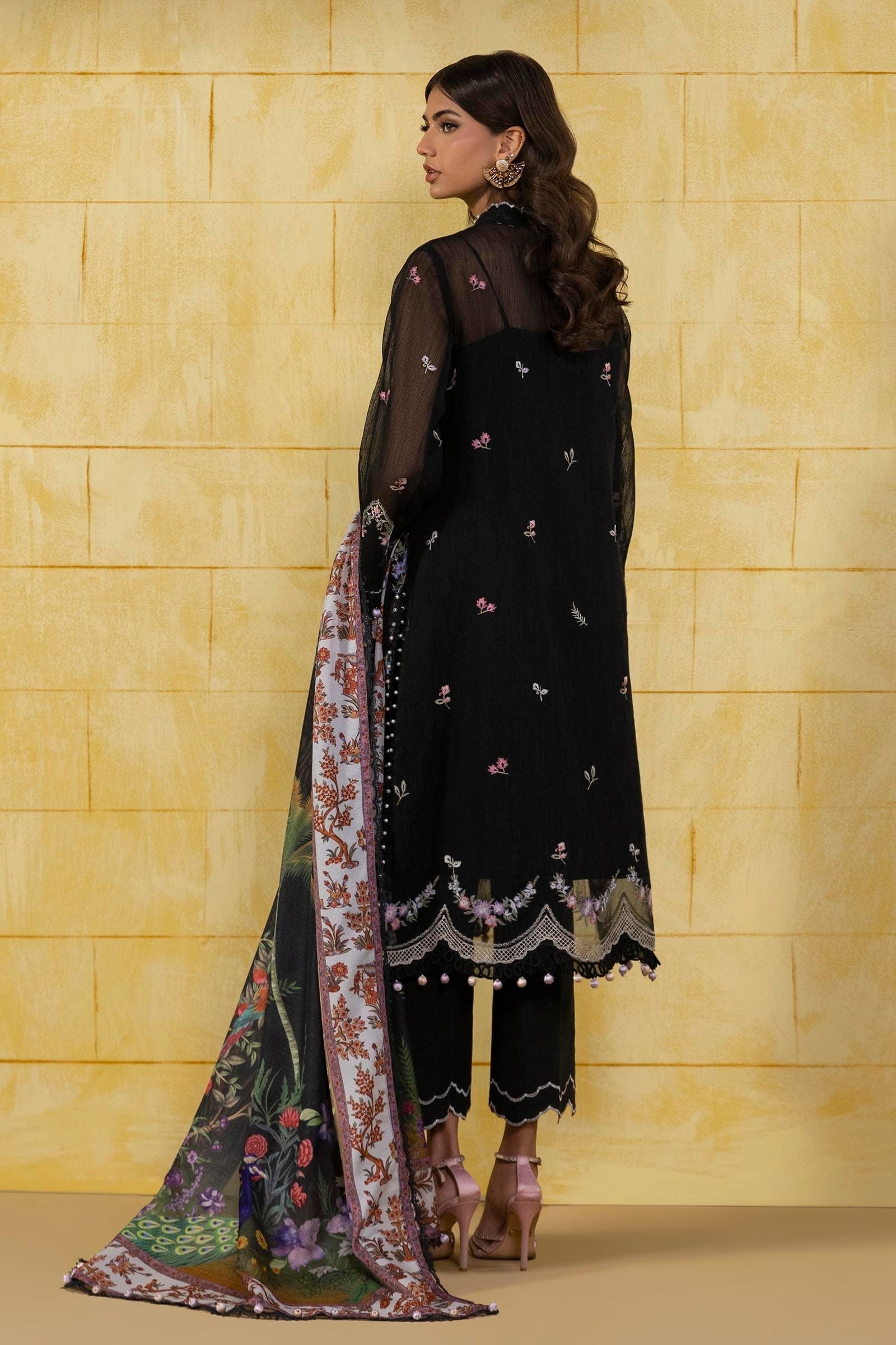 Sana Safinaz | Muzlin Spring 25 | M251-002B-3CV S Black Net