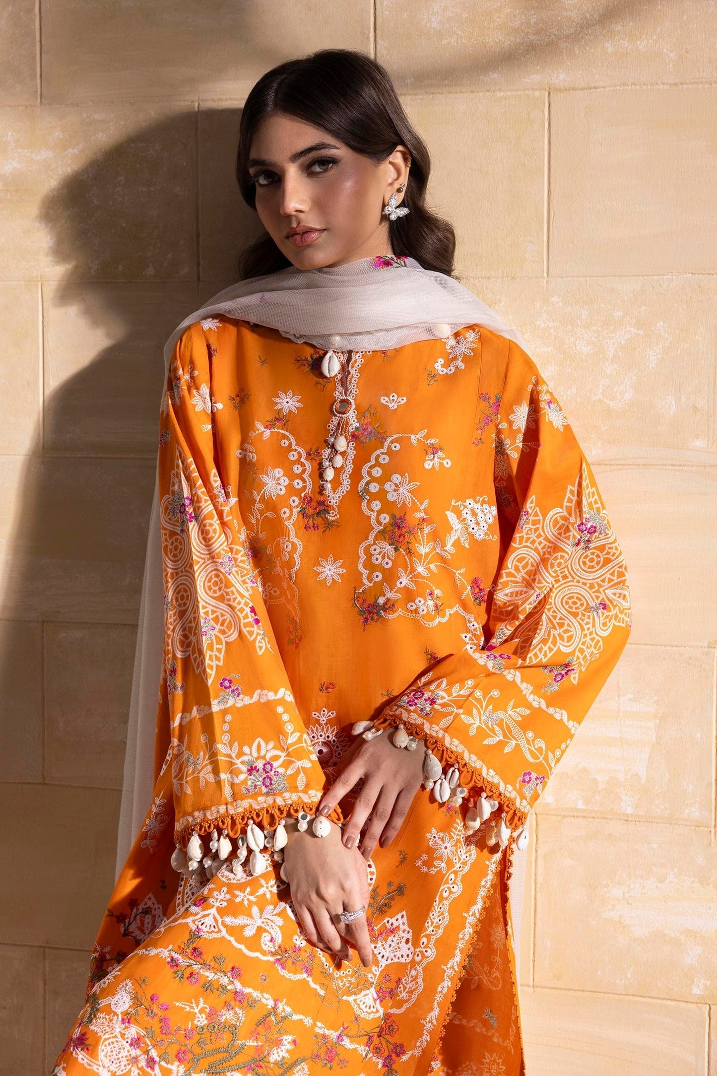Sana Safinaz | Muzlin Spring 25 | M251-004B-3CT M Orange Lawn