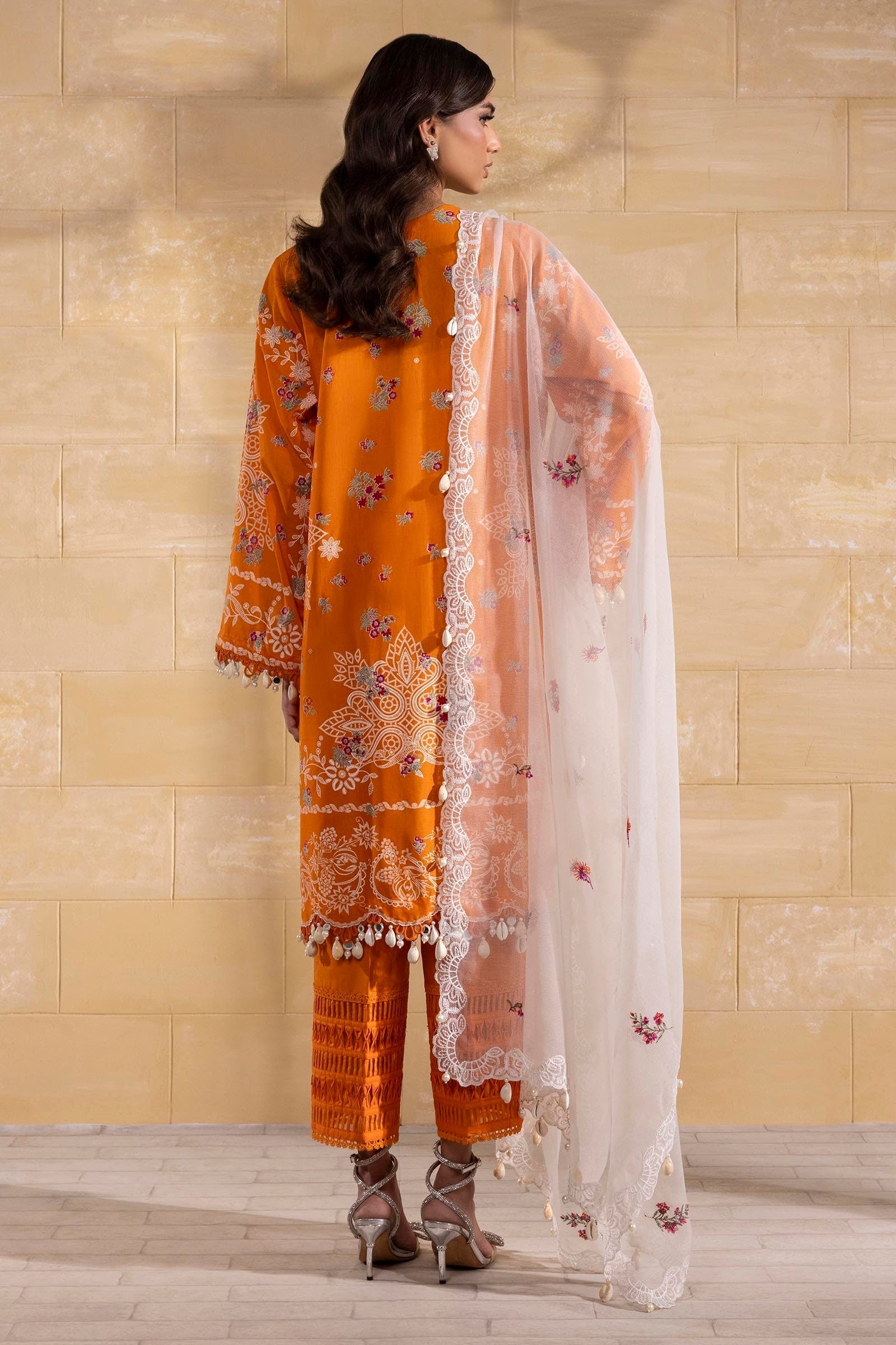 Sana Safinaz | Muzlin Spring 25 | M251-004B-3CT S Orange Lawn