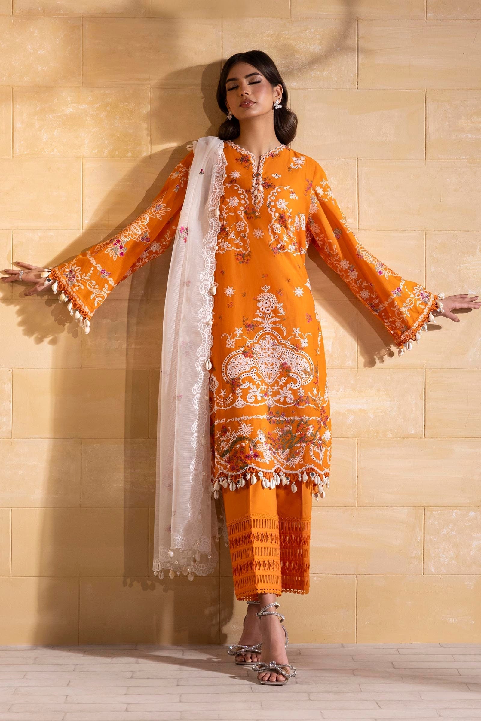 Sana Safinaz | Muzlin Spring 25 | M251-004B-3CT XL Orange Lawn