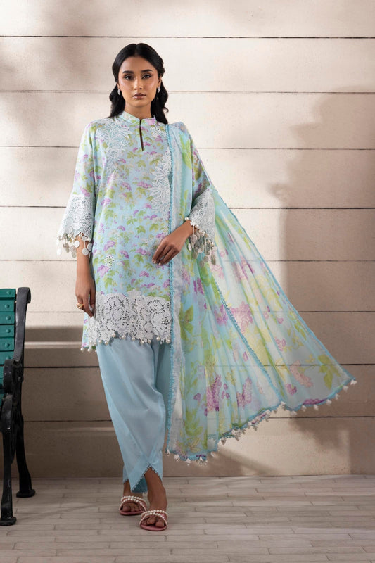 Sana Safinaz | Muzlin Spring 25 | M251-006B-3CI XS Ice Blue Lawn