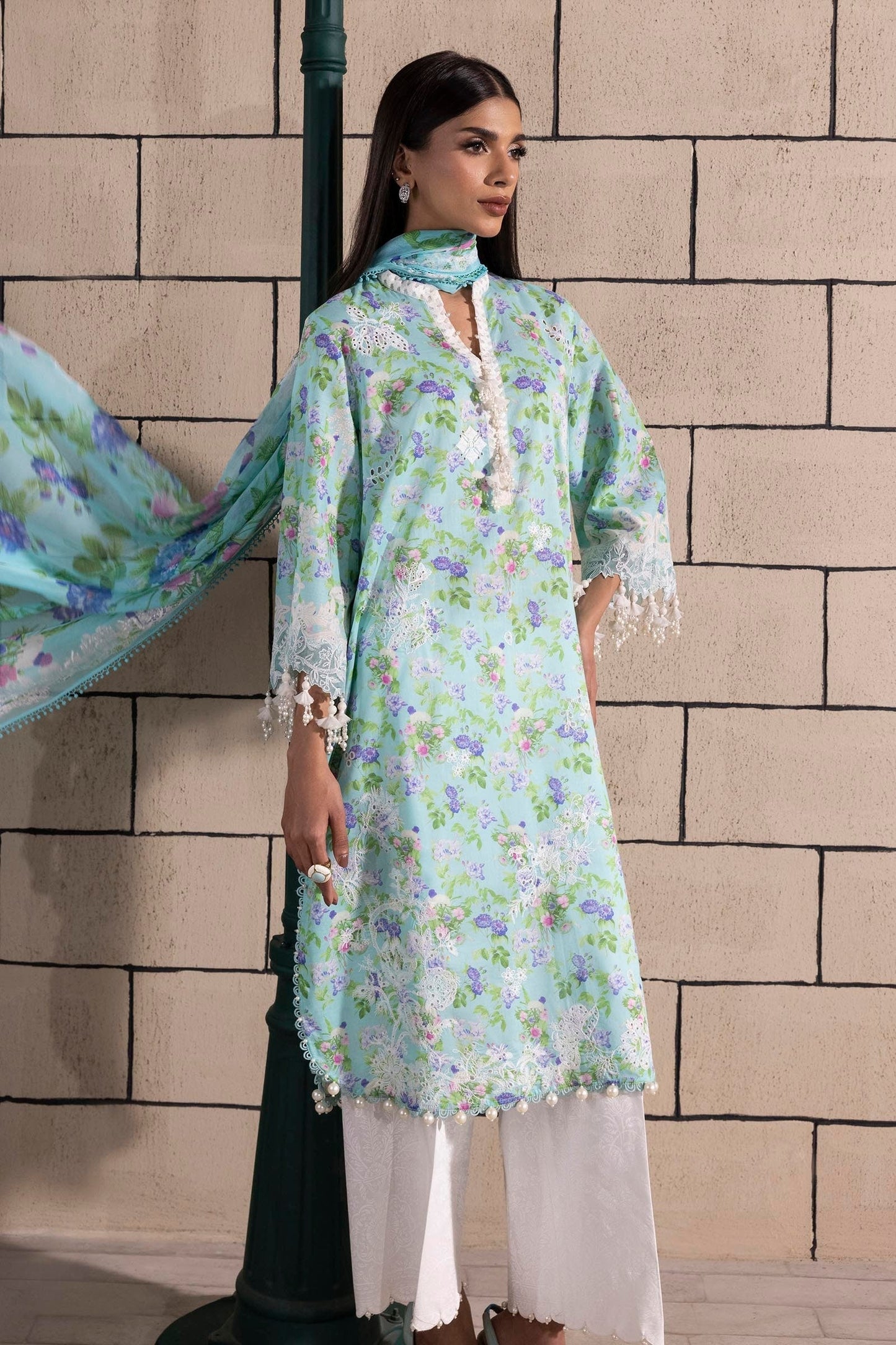Sana Safinaz | Muzlin Spring 25 | M251-007B-3CI M Light Blue Lawn