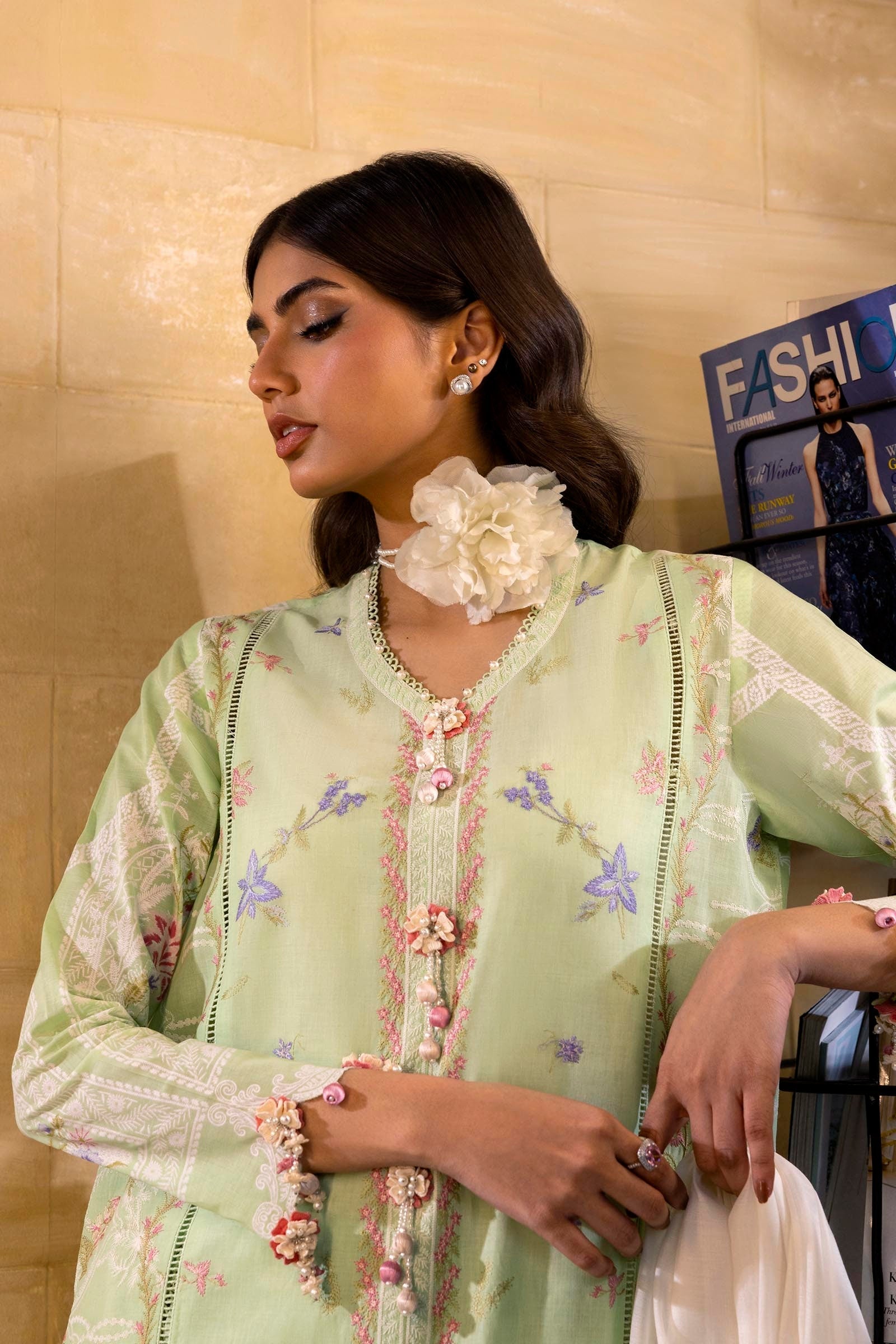 Sana Safinaz | Muzlin Spring 25 | M251-008A-3DG M Mint Green Lawn