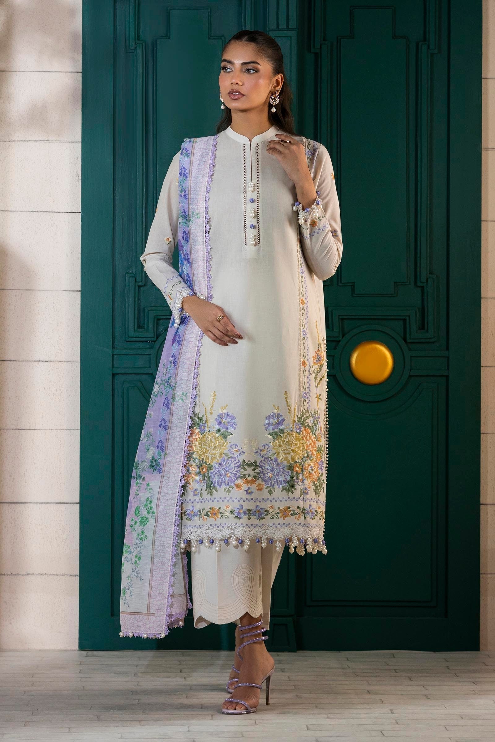 Sana Safinaz | Muzlin Spring 25 | M251-012A-3CV XS Off White Lawn