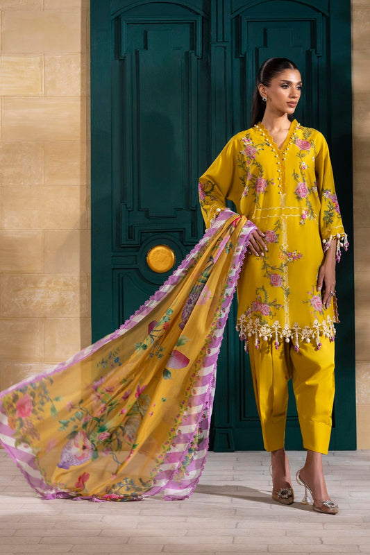 Sana Safinaz | Muzlin Spring 25 | M251-013B-3CL XS Mustard Yellow Lawn